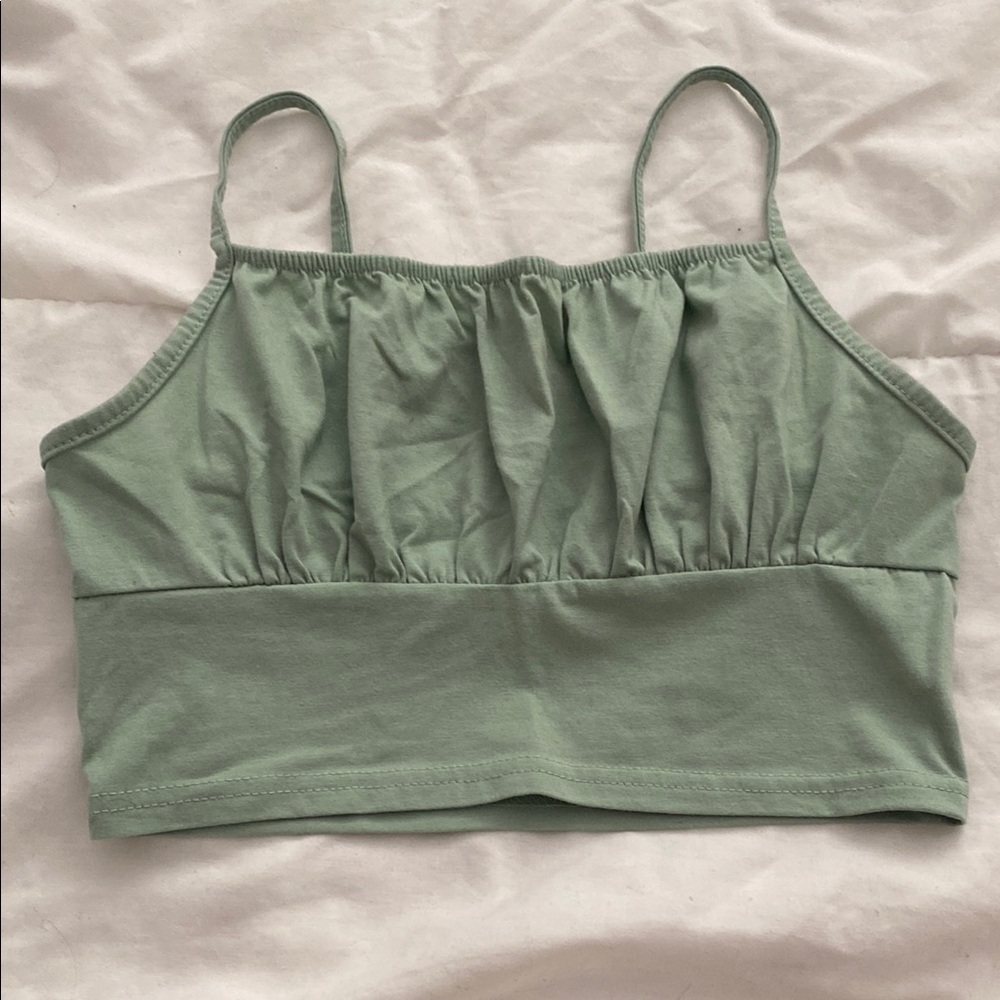 Green Cropped Tank Top